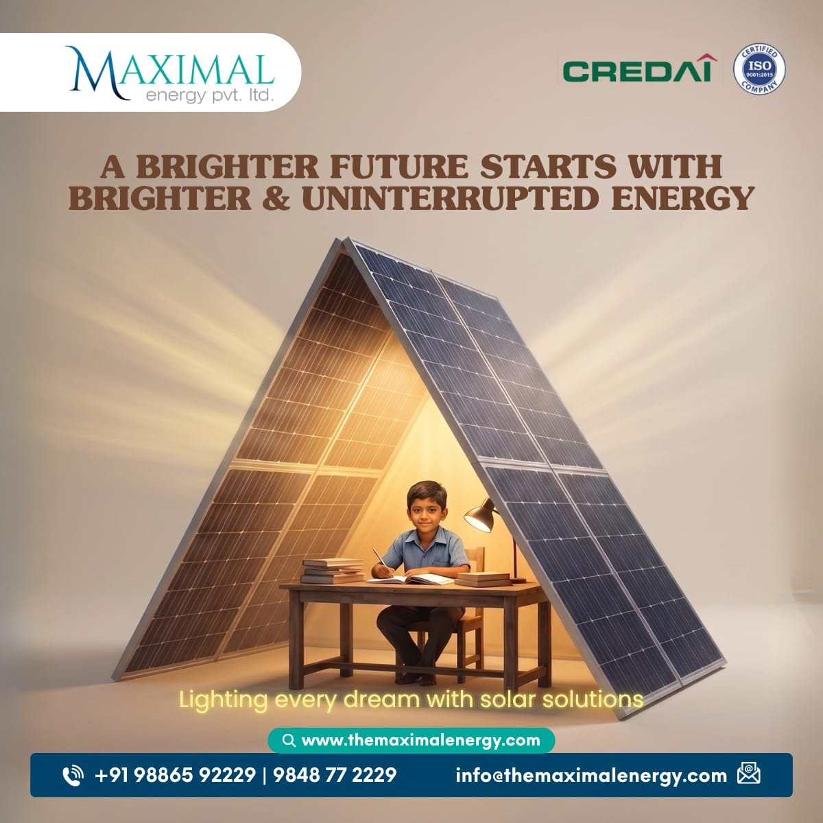 TMaximalenergy's tweet photo. Every dream deserves reliable power. Whether it's your home, business, or industry, Maximal Energy's solar solutions help you enjoy clean, dependable electricity while reducing your power bills.

#MaximalEnergy #SolarPower #SolarPanels #SolarSavings #RenewableFuture #RooftopSolar https://t.co/u9kbanAhxu