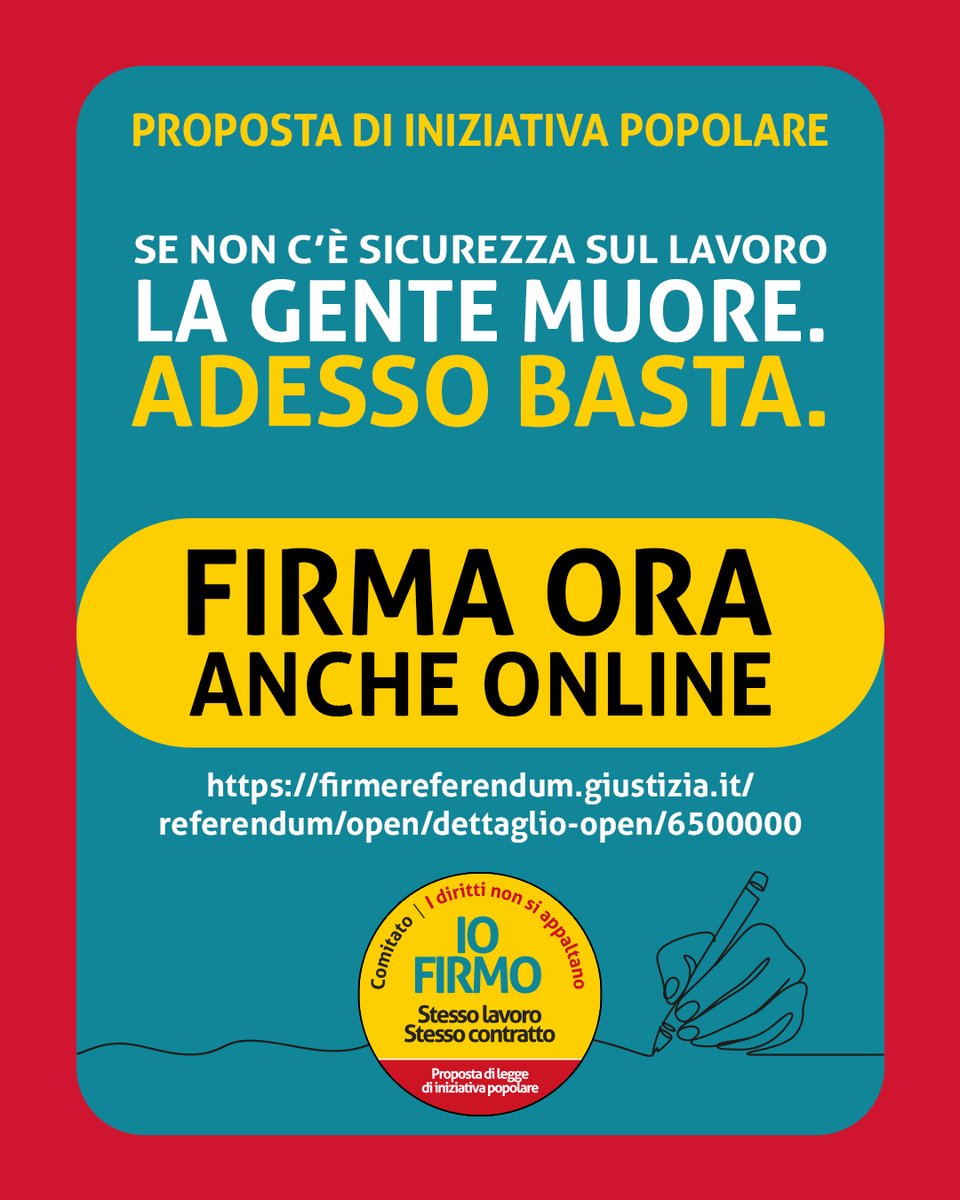 cgilnazionale's tweet photo. FIRMA QUI LA PROPOSTA DI LEGGE
👉https://t.co/D3gu074VU2

I diritti non si appaltano. Firma online o nei banchetti in piazza la proposta di legge di iniziativa popolare.
Vogliamo più tutele per le lavoratrici e i lavoratori in appalto. Vogliamo più garanzie per i dipendenti diretti dei committenti.

Approfondisci i contenuti su 👉 https://t.co/4oMpvvinRC