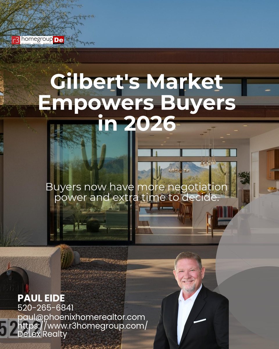 Paul_Eide_MN's tweet photo. Gilbert’s 2026 market finally gives buyers more leverage and time, think real negotiation power, less pressure, and stronger offers. 🏡 How are you planning to take advantage? https://t.co/wGIZDqkehi
