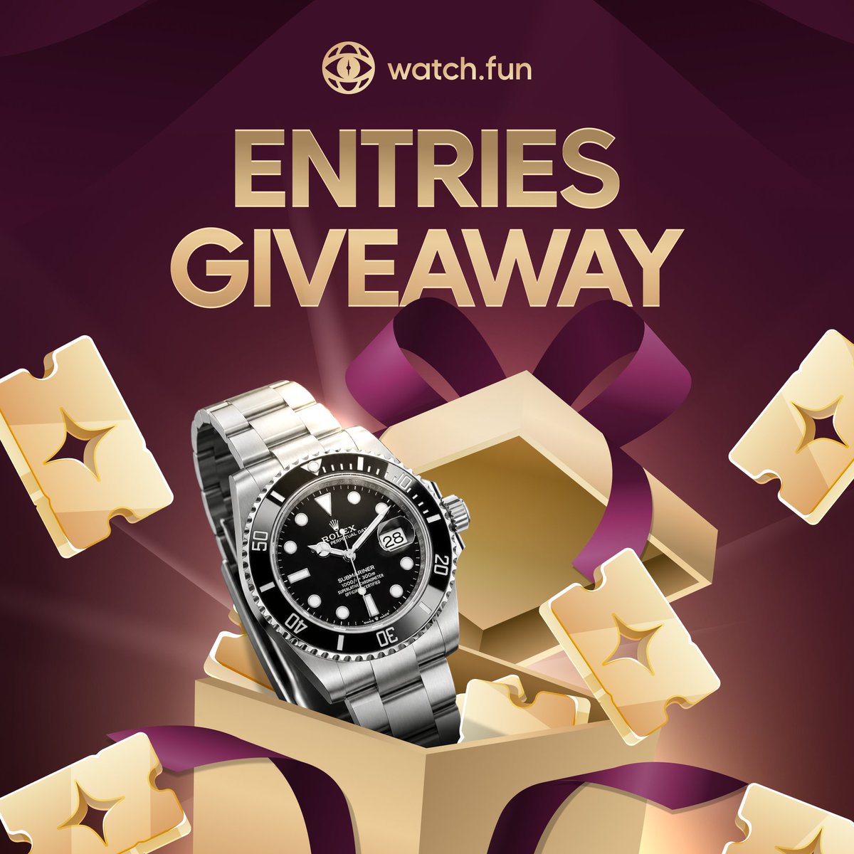 watchdotfun's tweet photo. GIVEAWAY TIME 🎫

The Rolex Submariner Date is an absolute classic in the watch world.

And we're giving away some FREE entries so you can join the drop.

1st: 5 entries  🥇
2nd: 2 entries 🥈
3rd: 1 entry 🥉

Like + RT + comment (Must be following)

You have 48 hours! https://t.co/1ng9vdRUQR