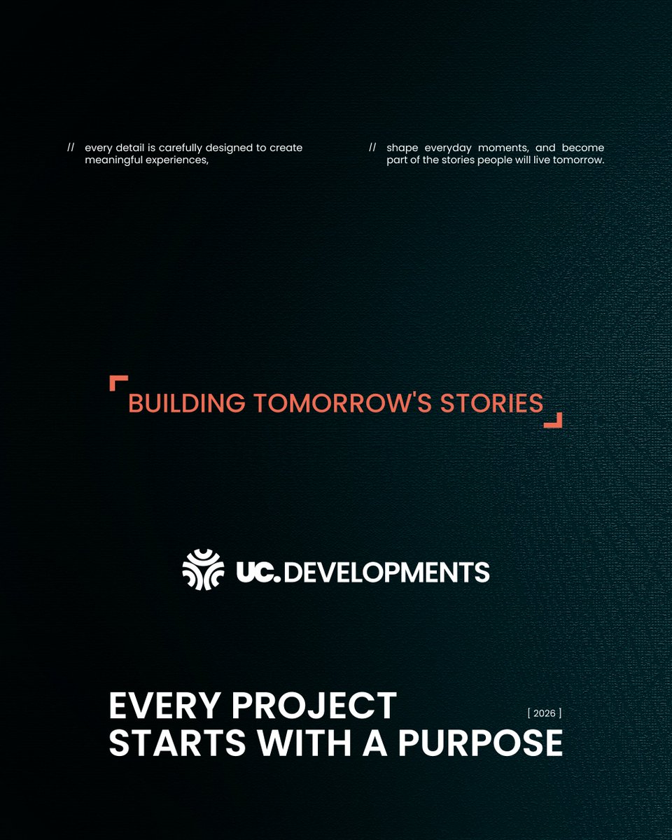 DevelopmentsUc's tweet photo. At UC Developments, we believe every great story deserves the right beginning. That's why we build spaces designed for what comes next.
Building Tomorrow's Stories. https://t.co/jA1v1e3nGG