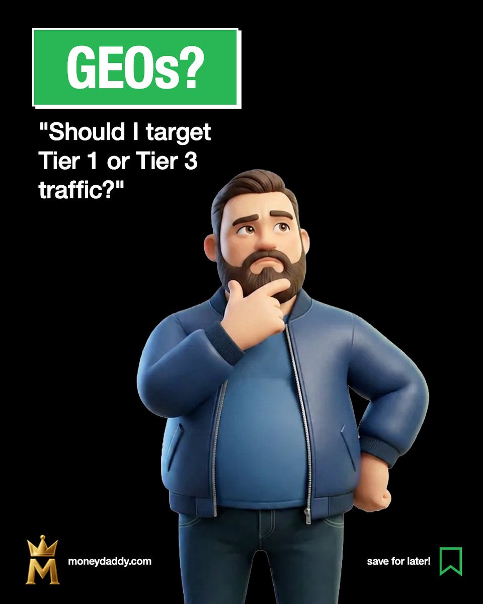 MoneyDaddyTeam's tweet photo. "Should I target Tier 1 or Tier 3 traffic?" 🌍
Here’s the quick breakdown for media buyers:
🇺🇸 Tier 1 (USA, UK, DE): Expensive clicks, but highest purchasing power & EPC.
🇪🇸 Tier 2 (ES, IT, PL): Balanced ad cost with solid conversion potential.
🇮🇳 Tier 3 (IN, PH, BR): Huge traffic volume, cheap clicks, lower buying power.
MoneyDaddy offers convert globally across all tiers. Where are you scaling today? 👇