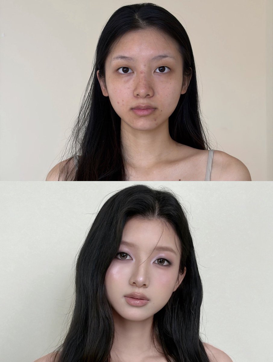 hongmeinu_china's tweet photo. 【Before / After】素材の良さを120%引き出す中国の似合わせメイク、変化の仕方が天才すぎる……😭✨

魔法みたい。いつかやって貰いたい🪄︎︎ https://t.co/DLOCyQI8kO