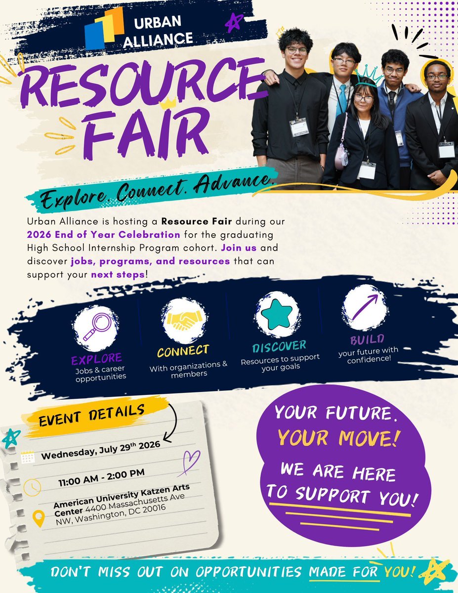 DCHFA's tweet photo. Join DCHFA at the 2026 Urban Alliance Alumni Job &amp; Resource Fair today from 11 AM - 2 PM!

Carmellita Turner, DCHFA’s Business and Outreach Manager, will be present to share information about our homeownership programs and resources.

Register here: https://t.co/AWBxOa73Ag https://t.co/ljFEiH5KU7
