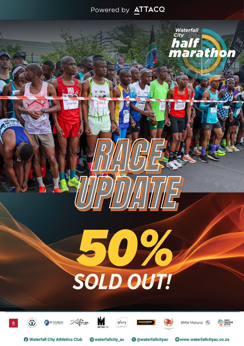 waterfallcityac's tweet photo. Still recovering from the Discovery/Two Oceans saga?

Unga worry!  We've got a simple solution...
Take R280 from that R840 chilling in your Discovery account and secure your spot at the Waterfall City Half Marathon. 💙🏃‍♀️🏃‍♂️

No lottery. No heartbreak. Just an epic race waiting for you.

🚨 50% of entries are already SOLD!

🎟️ Enter now: https://t.co/fQWoxFS0gQ

#Reakitima
#BlueWave 
#WCAC
#WaterfallCityHalfMarathon 
#IgniteYourRun