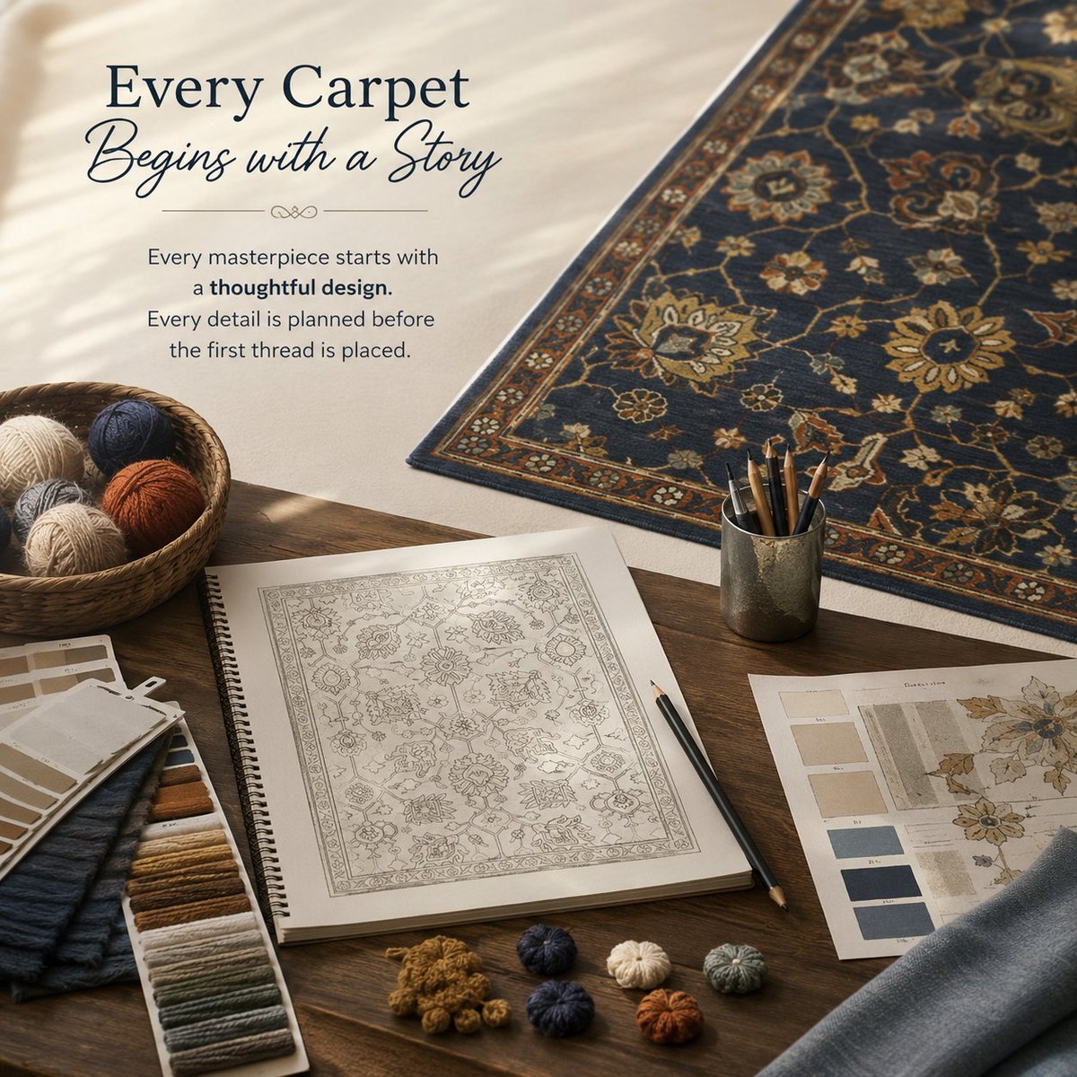 VaramlifeHome's tweet photo. From a thoughtful design to precision hand-tufting, every carpet comes to life through skilled hands, patience and true craftsmanship. 🧶

#VaramLifeHome #HandTuftedCarpets https://t.co/xpk5KqSAOh