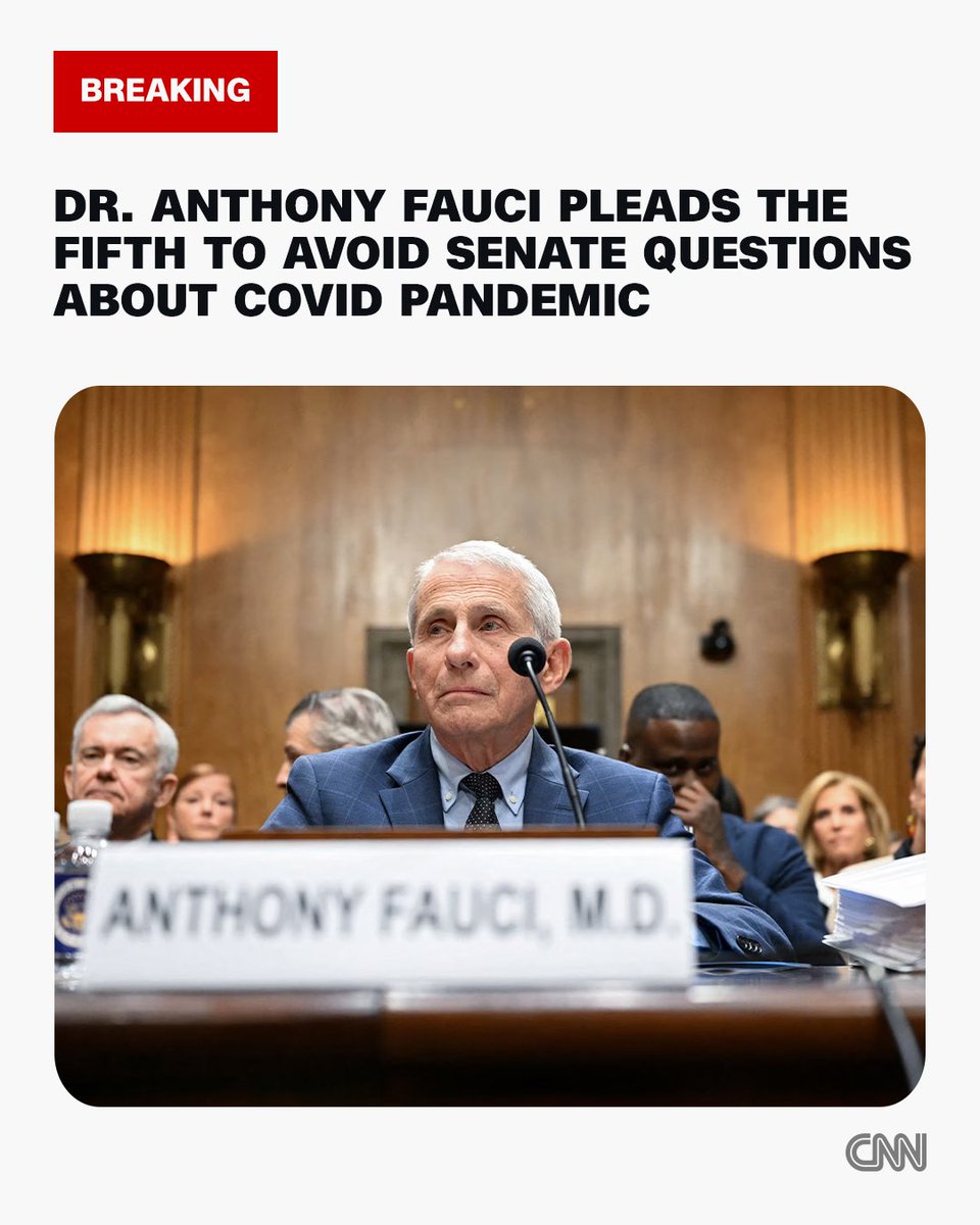 cnnbrk's tweet photo. Dr. Anthony Fauci invoked his Fifth Amendment right against self-incrimination at a Senate Covid hearing, saying GOP Chairman Rand Paul is trying to manufacture a perjury case against him. https://t.co/U8dBUtQKlq https://t.co/PEOMFt4zp4