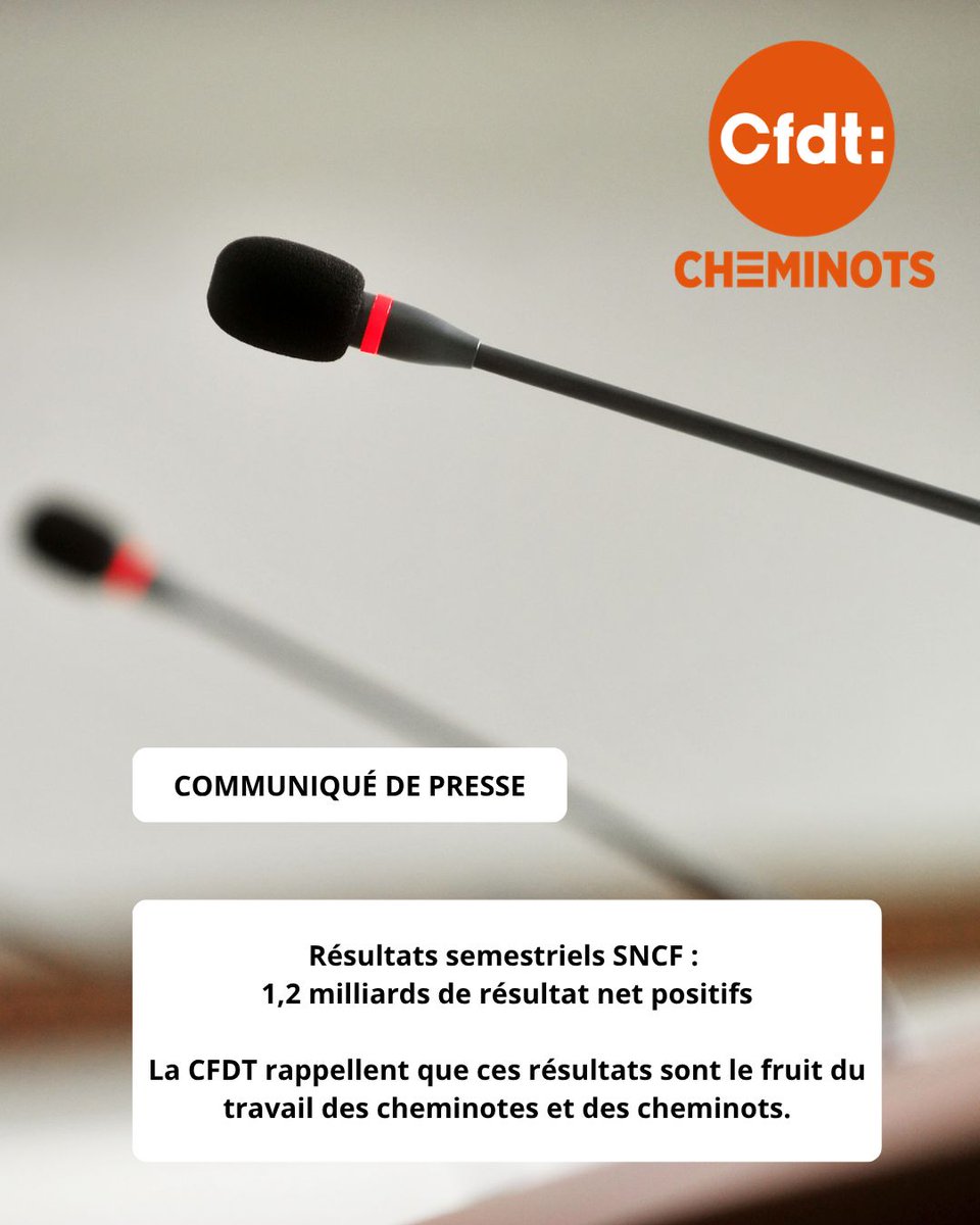 cfdtcheminots's tweet photo. Communiqué de presse || Résultats records de la SNCF : renforcer le modèle social pour consolider le modèle économique. https://t.co/LUBELMVqKd