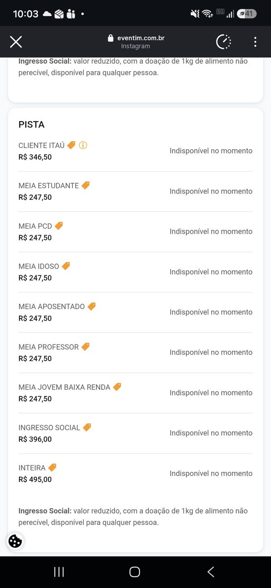 LuizSemEssi's tweet photo. Poxa @jaoromania em menos de 3 min acabou os ingressos 🥲 https://t.co/TzsAcvgqsO