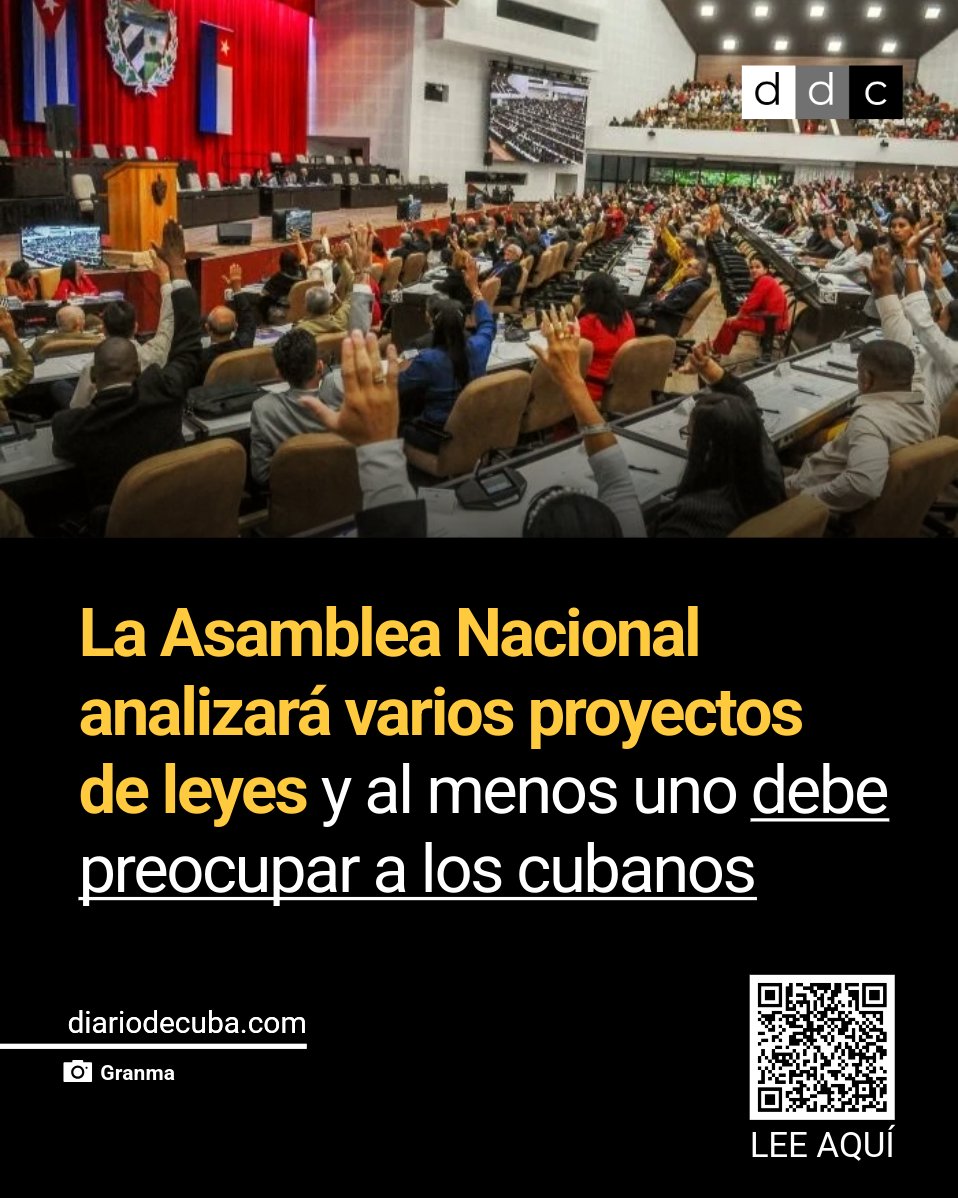 diariodecuba's tweet photo. #SOSCuba: La #ANPP analizará varios proyectos de leyes. Ninguno mejorará significativamente las vidas de los cubanos y uno dará más libertad y facilidad al #MININT para vigilarlos.
LEE MÁS en #DiarioDeCuba
https://t.co/SyeCAWo9XM https://t.co/EcAcAIfP5i