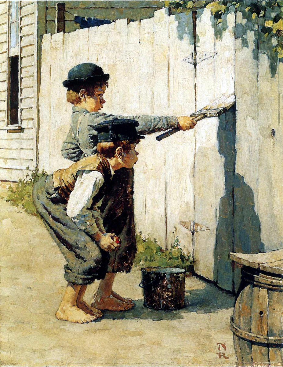 JimBeattie18's tweet photo. Whitewashing the Fence  (1936)

Norman Rockwell. https://t.co/PFQxJHcCoS