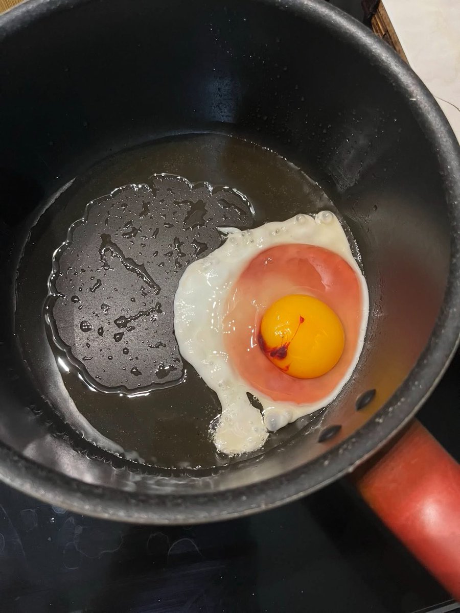 AffluentMist's tweet photo. I was about to fry this egg until I saw the blood spot. Is this still safe to eat, or am I risking food poisoning? 👀 https://t.co/YdOzleqIk6