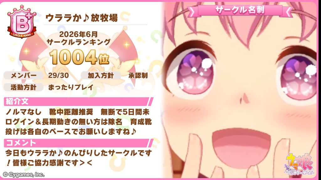 uraraka1chaku's tweet photo. 8月から加入してくれるウマ娘サークルメンバー募集中です！

ノルマなし のんびり活動しているサークルです！
詳しくは画像をご覧下さい
ご興味ある方は返信をお願いします🤲
気軽に声かけてくださいね😄

#ウマ娘
#ウマ娘サークルメンバー募集
#ウマ娘サークルメンバー勧誘
#ウマ娘サークル募集 https://t.co/IBkLReVeI1