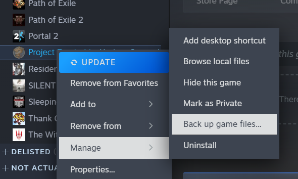 absforshort's tweet photo. @DyzCS @StopKilingGames Steam somewhat does. It doesn't solve DRM on the games that has that (not all do), but you can safely store the game once you have purchased it. You could also just tarball the game folders if you don't want to use Steam's built-in backup and restore feature. https://t.co/hoAw1f8Hoe
