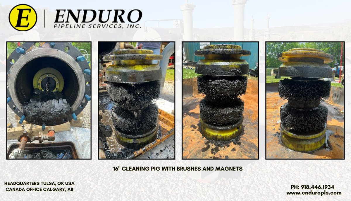 EnduroUSA's tweet photo. How many cleaning pig runs does a pipeline need? It depends on what comes back. Learn more: https://t.co/5Pmsjj8bCF #PipelineCleaning #PipelineIntegrity #InlineInspection #PreILICleaning #PipelinePigging #EnduroPipelineServices https://t.co/4io9Pul5R1