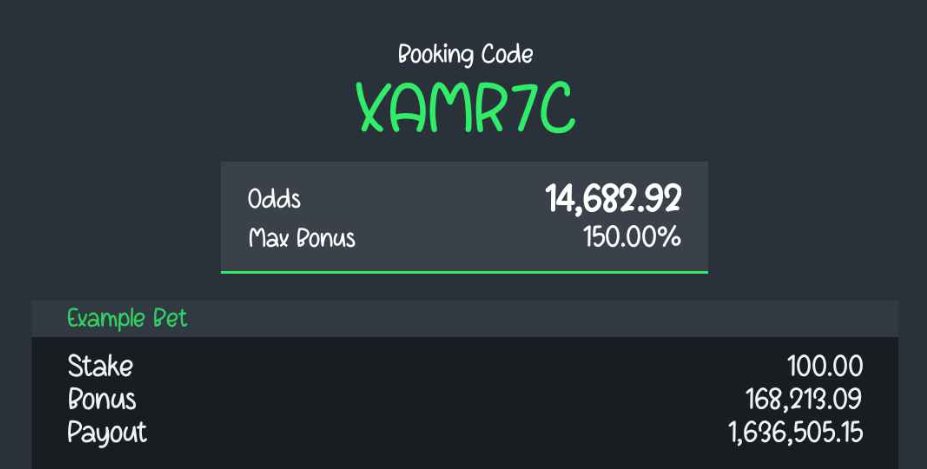 CanaAQR's tweet photo. Mr banks stake's code converted to sportybet 

Booking codes
▶️QJJNL5 - 10 odds
▶️UHSSR2 - 80 odds
▶️WS9J25 - 1.2k odds
▶️T0ZW4F - 10 odds
▶️YX3G1K - 111 odds
▶️XAMR7C - 12k odds https://t.co/bjkgnliABj