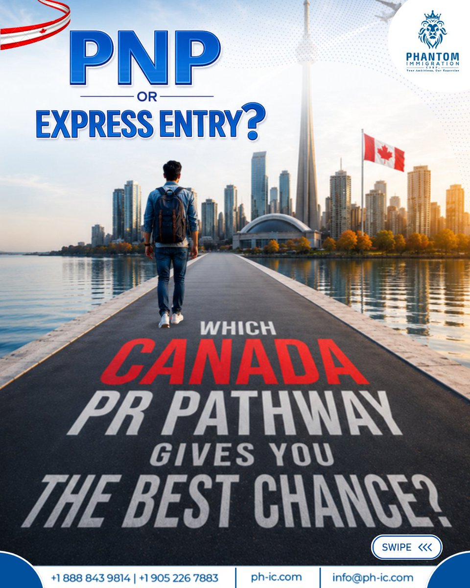 Phantom_IC's tweet photo. PNP or Express Entry? Which Canada PR pathway gives you the best chance? 

The answer depends on your profile - not on what worked for someone else.

📩 Message us today to start your Canada PR assessment.

📞 +1 888 843 9814
🌐 https://t.co/LrPHu95VYb

#CanadaPR https://t.co/OqrjiRNoFD