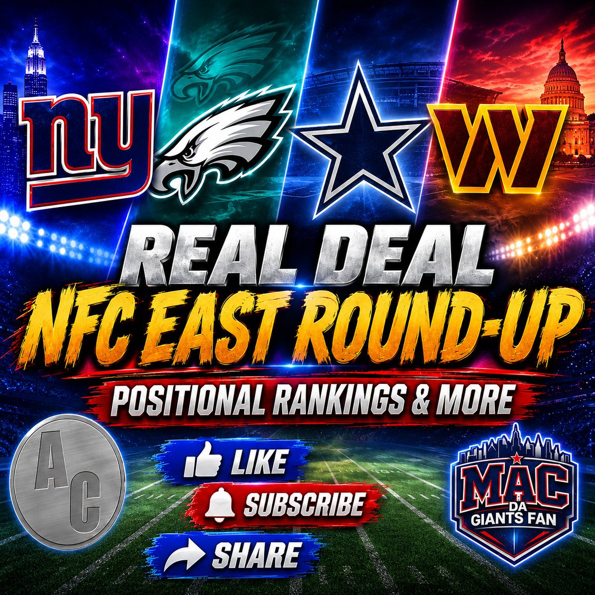 MacDaGiantsFan's tweet photo. Tap in at 7:30 pm est for another addition of the Real Deal NFC East Round-Up live on YouTube https://t.co/V7NAplmLeJ