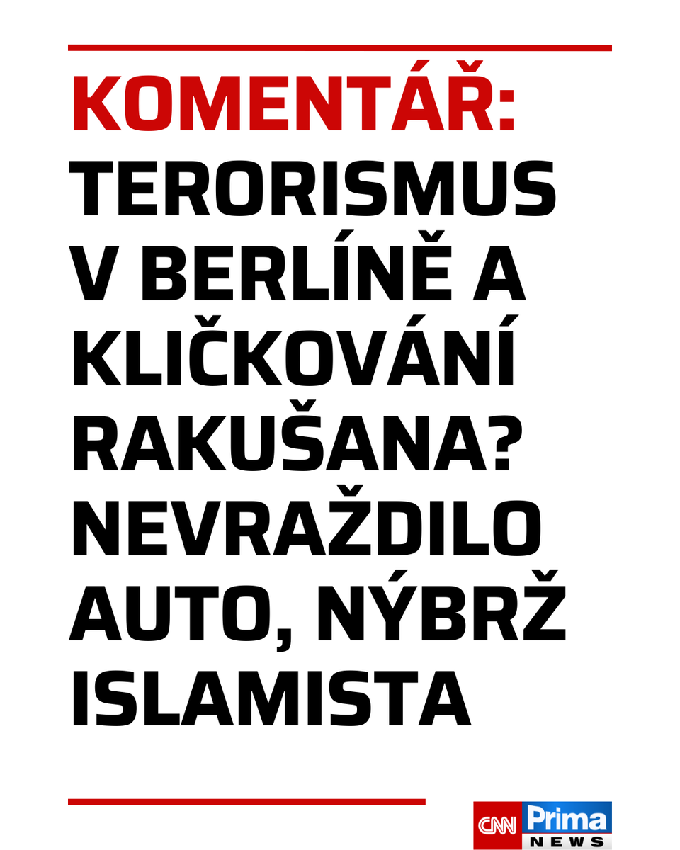 CNNPrima's tweet photo. „Řekněme si na rovinu, že při sobotním teroristickém útoku na berlínském Pridu nevraždila dodávka, nýbrž 21letý islamista libanonského původu. Ten si zmíněné vozidlo půjčil, aby s ním najel do davu lidí, které pak chtěl ještě rozsekat mačetou. Proč? Lze předpokládat, že podporovatelé Islámského státu obecně nesympatizují s LGBT. Tuto skutečnost mnoha ultralevicovým šílencům asi nikdy nevysvětlíte. Pozornost si ovšem zaslouží i kličkování některých českých politiků vyhýbajících se pojmenování problému, který mají přímo před očima,“ píše v úvodu svého komentáře @marecekvesely. Celý ho čtěte ZDE: https://t.co/6wFhcFlqJR