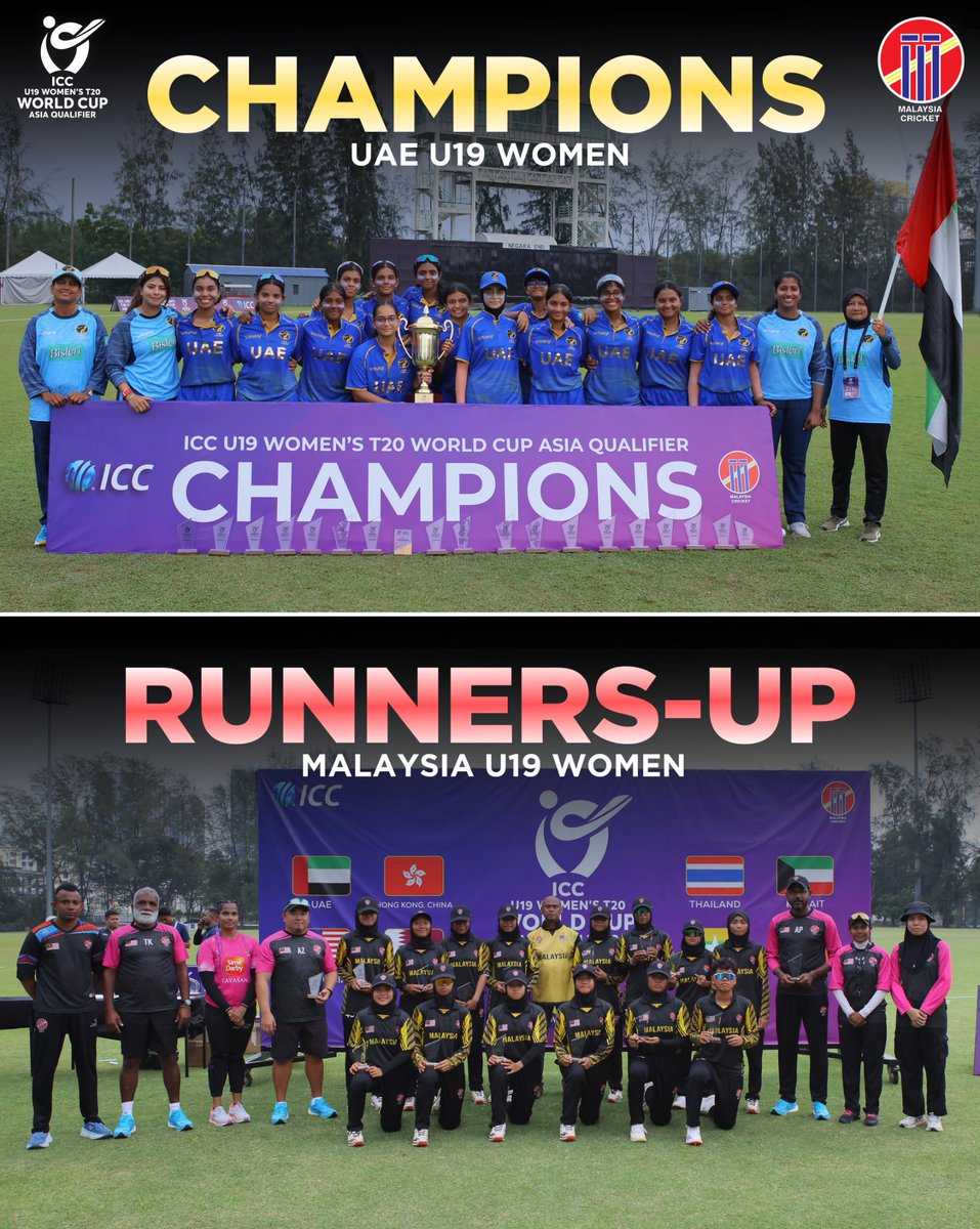 MalaysiaCricket's tweet photo. 🏆 Prize Presentation | ICC U19 Women's T20 World Cup Asia Qualifier 2026

Congratulations to all the award winners and participating teams on an incredible tournament! 👏 https://t.co/erMjqhX1Dw