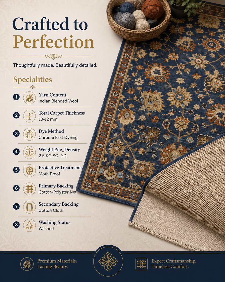 VaramlifeHome's tweet photo. More than just a carpet, it’s a blend of quality materials, thoughtful detailing and lasting craftsmanship.

Made to bring comfort, character and timeless beauty to every space.

#VaramLifeHome #CraftedToLast https://t.co/xN9gW48dwn