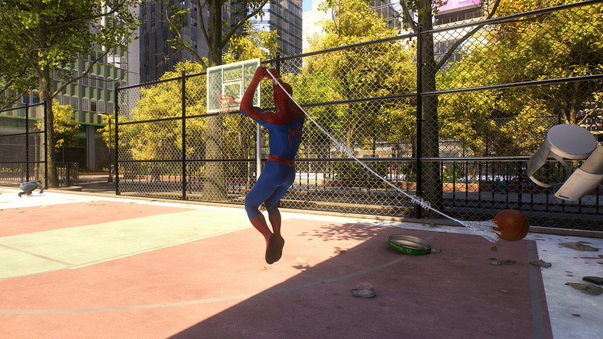 Superpod19's tweet photo. Will he make a basket? #spiderman #marvelspiderman2 #brandnew https://t.co/phOSVjb9oM