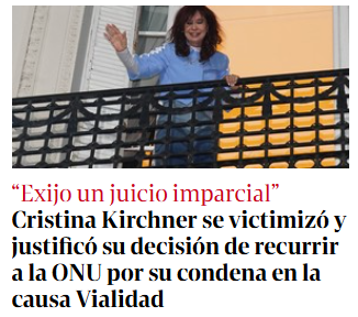 bartolomerulli's tweet photo. "Se victimizó" Se juzgó dos veces la misma causa, no se encontraron pruebas, ella no tenía firma en los contratos, las obras se hicieron (todos los peritos los verificaron) la juzgaron amigos de Macri, la corte no revisó el fallo y la condenaron un mes antes que sea candidata. Aún nadie muestra una prueba.