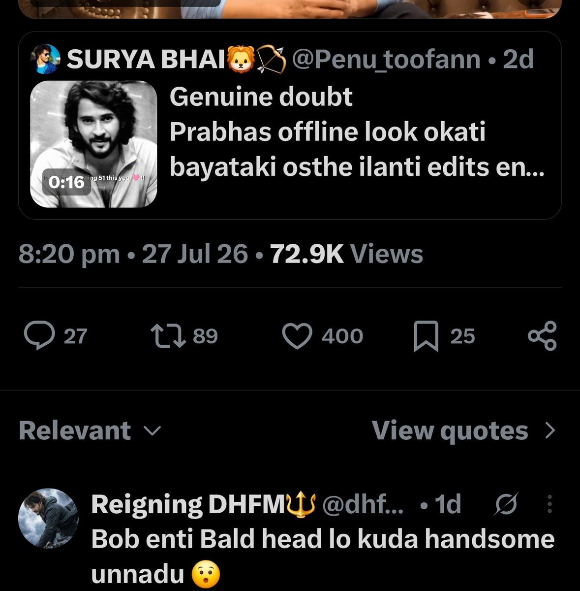 bunnydarling__'s tweet photo. @Sandeepmb432 Onky 400 likes for 72k views here 320 likes for just 3 k views
Poor Gudumba
#prabas #fauzi https://t.co/Rf9lMJ9ThE