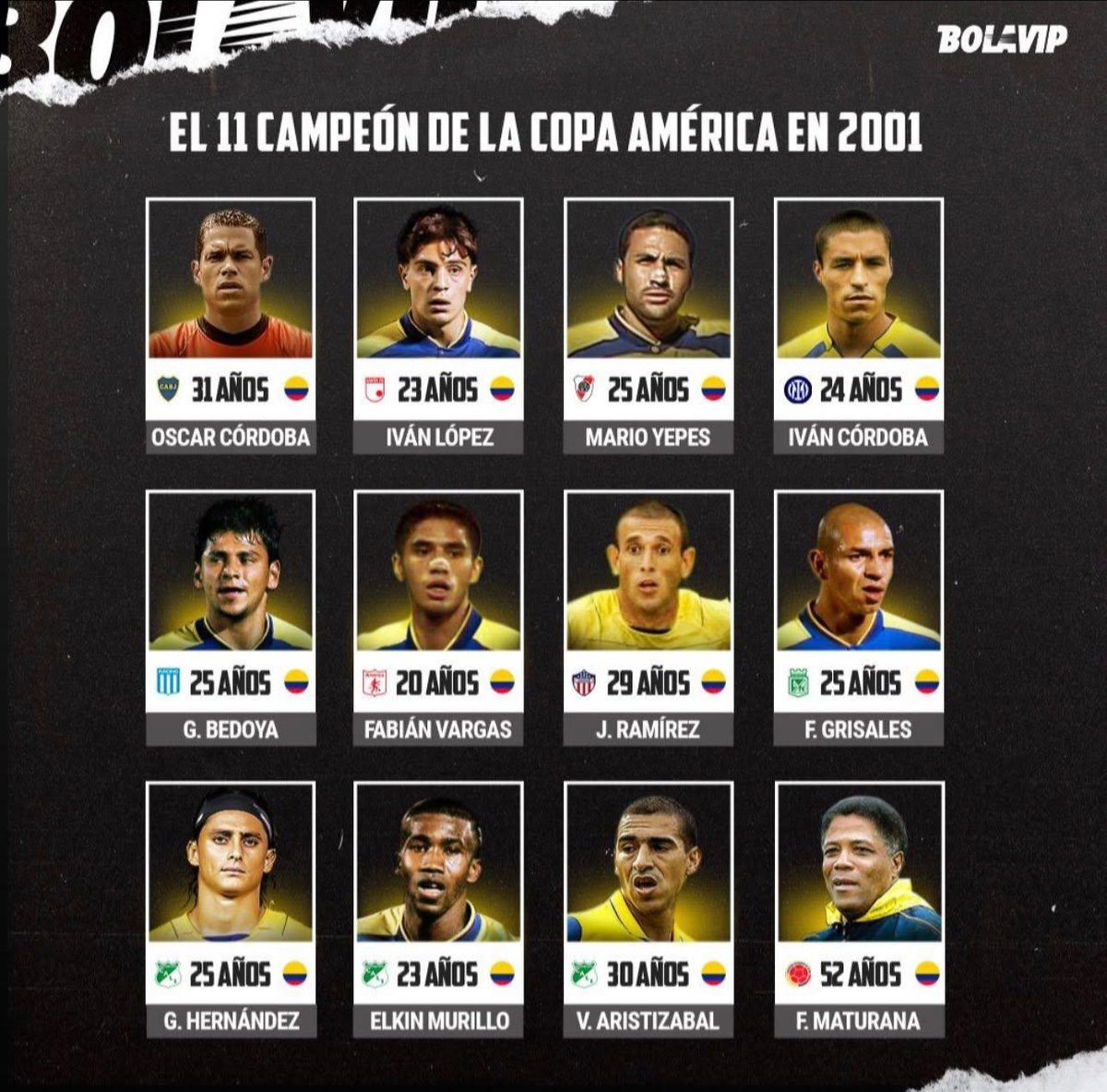 BolavipCo's tweet photo. 🇨🇴⭐ El 11 titular de Colombia en la final de la Copa América 2001. https://t.co/meEUzULpdU