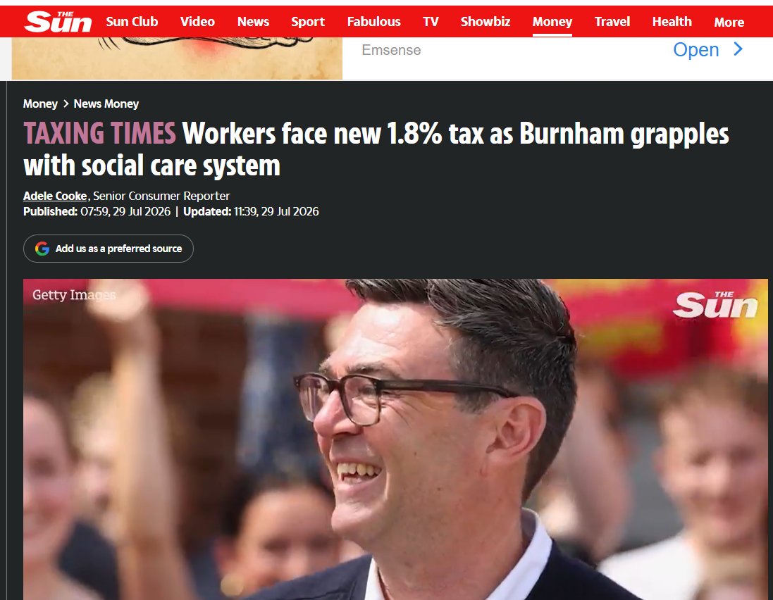 CutMyTaxUK's tweet photo. The latest leak is that Burnham is planning a new levy on income, charged at 1.8% of earnings above £6,240 and paid by workers over the age of 34, in order to finance a new so-called national care service.

This is an increase in income tax in all but name and clearly would breach Labour's manifesto commitments.

It's truly amazing that Burnham has concluded that despite excessive levels of tax and spending, what the country needs is yet more tax and spending.