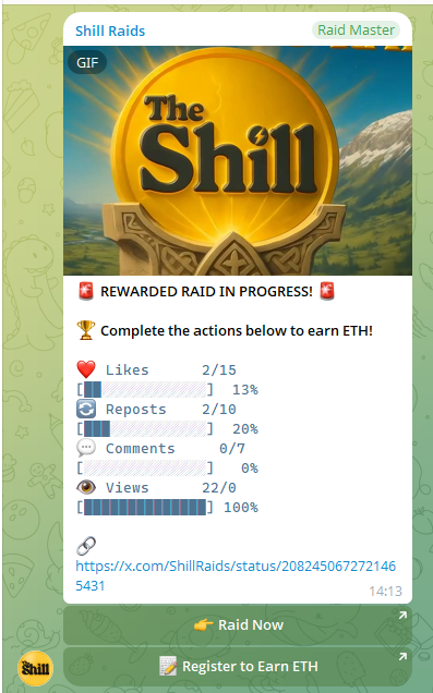 ShillRaidsExtra's tweet photo. The first test of the ETH payments have just gone live.
Shill Raids is now successfully accepting Robinhood ETH payments. https://t.co/OAJuAayhIm