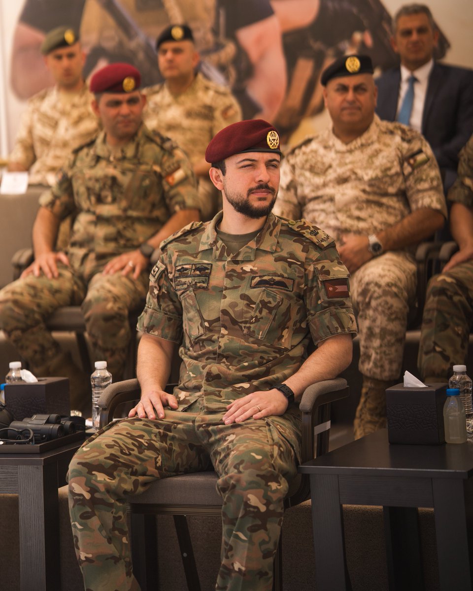 RHCJO's tweet photo. His Royal Highness Crown Prince Al Hussein attends the conclusion of a joint military exercise conducted by elite units from #Jordan’s King Abdullah II Royal Special Forces, and their counterparts from the Azerbaijan, Pakistan, and Türkiye special forces. https://t.co/Xp79X8lfYS