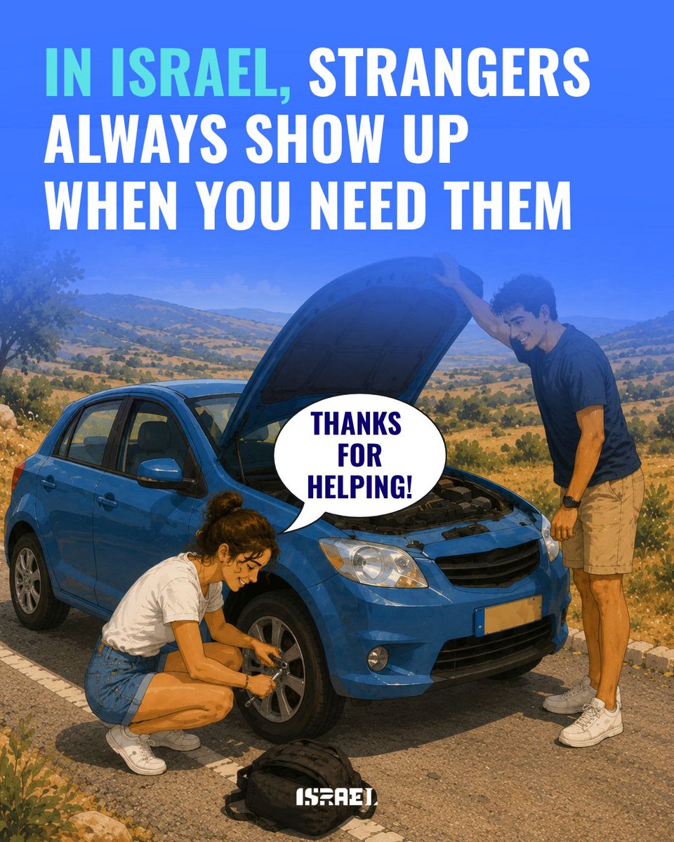 Israel's tweet photo. Happy International Friendship Day! 🥳
“Love your neighbor as you love yourself" is a basic Jewish value. 

Whether it’s a stranger pulling over to help you with a flat, getting welcomed to a Shabbat dinner like family, or turning a stranger’s celebration into a reason to celebrate for everyone... Israelis don't do small talk. They just adopt you on the spot. 💙🇮🇱

Share the story of how you met your favorite friends in Israel below. 👇 

#jewishvalues #mishpacha #israel #friendship #memoriesinthemaking