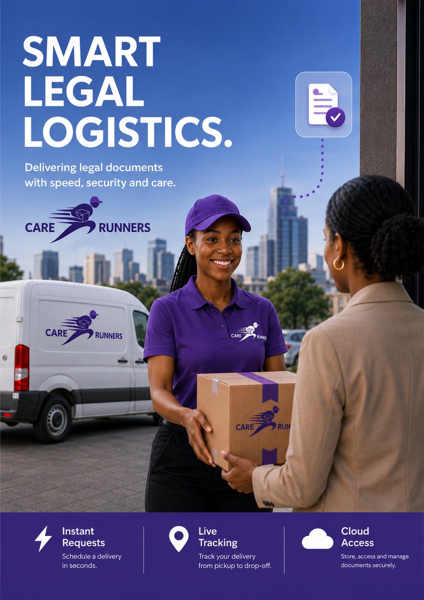 Shuduconnection's tweet photo. Save time. Improve efficiency. Deliver with confidence.

Care Runners is transforming legal document delivery with a secure and reliable platform built to support law firms and legal professionals. https://t.co/hV99h6A1Rw