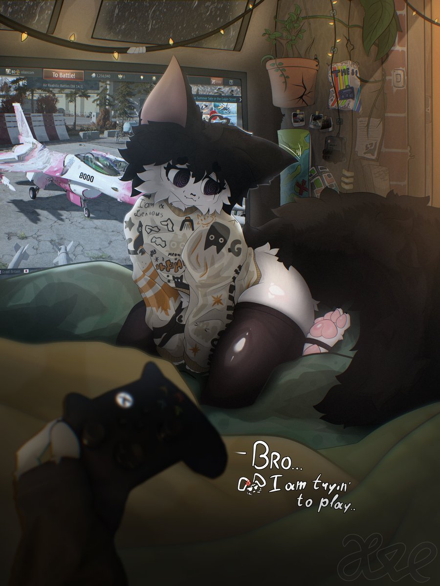 xilancom's tweet photo. Ugh he won't move.. 🎮 #art #furry https://t.co/IOGiDjCfDw
