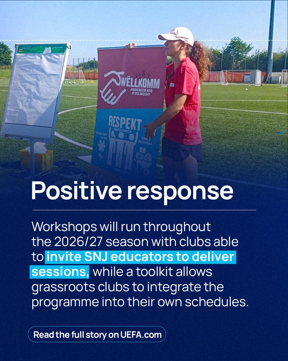 UEFA's tweet photo. 🇱🇺 Different cultures. One football community.

By mixing football training with educational workshops, the @flf_lu is encouraging conversations among young players about discrimination, respect and belonging.