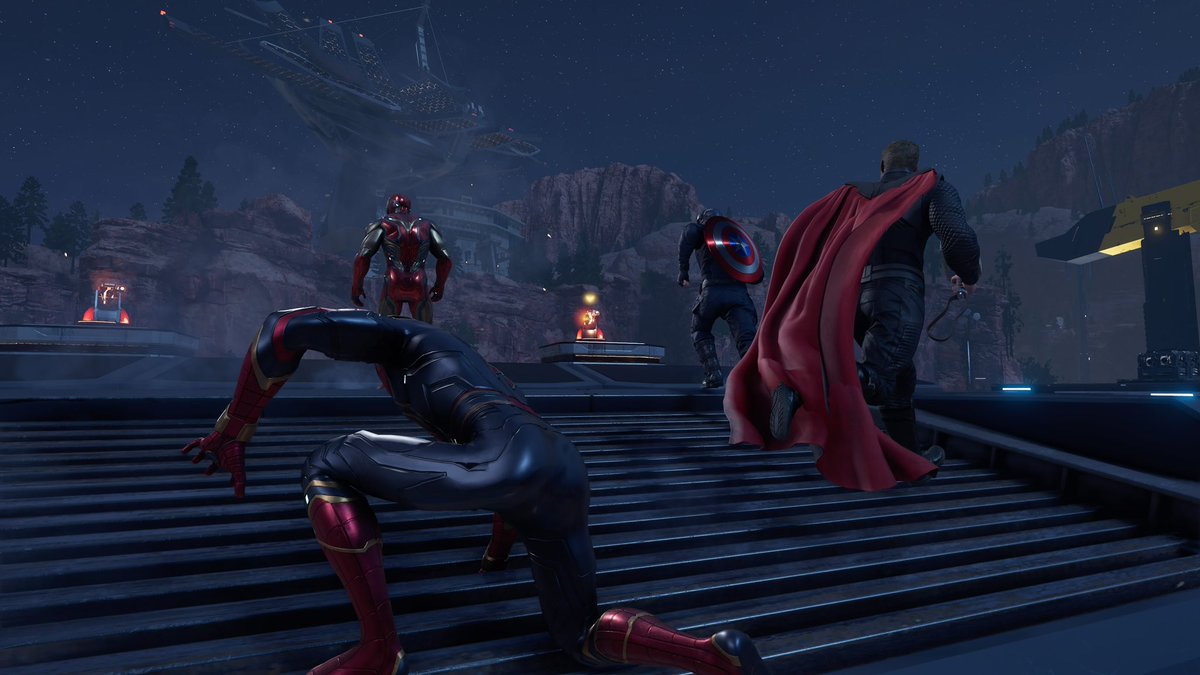 AwesomeGame00's tweet photo. スクエニ版アベンジャーズ。
実はアプデされてスパイダーマンも使えるんですよ！
操作性はインソム版スパイダーマンの方が圧倒的に良いですが、こちらも軽快なアクションを楽しめます😌

しかしフォトモードは超使いづらいので、カッコいい写真が撮りづらい難点はあり🫠 https://t.co/08EnLLJMxQ