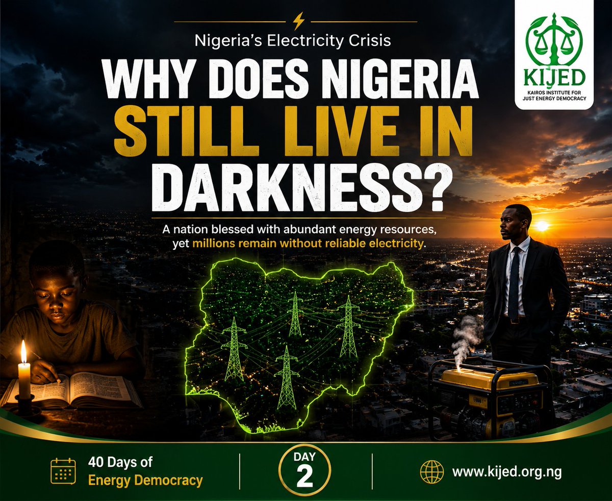 officialkijed's tweet photo. we need  a collective commitment to build an energy system that is transparent, inclusive, sustainable, and people-centered.
The question is no longer whether Nigeria can solve its electricity crisis. The question is if we are ready to demand the change that will make it happen. https://t.co/nKJg6uE2LJ