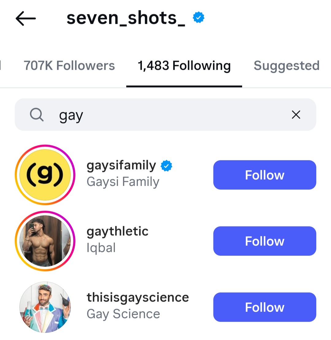 Krupss_kd's tweet photo. #Souravdas follow list...is her from the LGBT community??  I had doubt before only yeh #Chikna hai...!! #sevenshots https://t.co/8UruV3jqPp