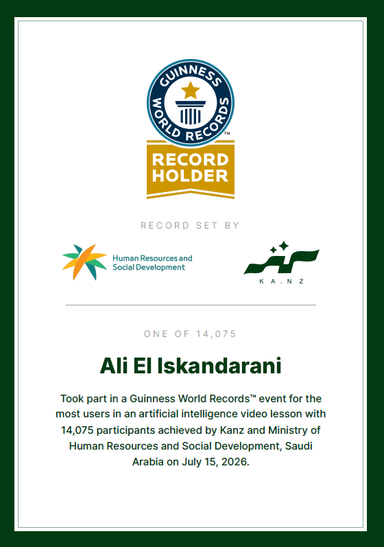 alimisk's tweet photo. رسمياً في موسوعة جينيس! 🥳🏆 شعور رائع ومشرّف جداً أن أكون جزءاً من حدث عالمي كبير يصنع التاريخ في عالم الذكاء الاصطناعي. الفخر كبير بهذا الرقم وهذا الإنجاز الاستثنائي!
#AI #Guinness #worldRecords #KSA #السعودية #لبنان #lebanon
https://t.co/rdbQbVGngy https://t.co/Jt04P35B60