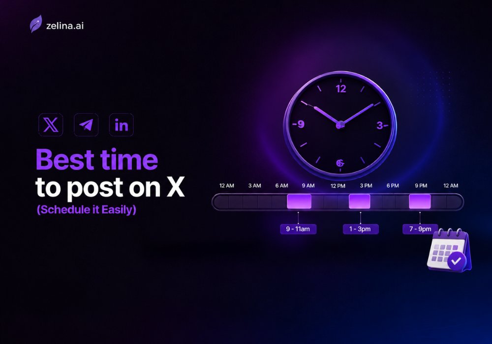 Zelina_AI's tweet photo. The best time to post on X, decoded. 🕐

9-11am ✅ 1-3pm ✅ 7-9pm ✅

Schedule it easily. Grow it effortlessly. https://t.co/93W3PZMBxB