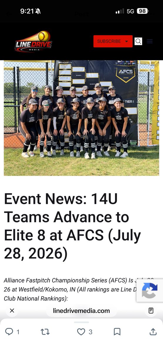 MMathews2029's tweet photo. Tier 1 Elite 8!!  Next game is today at 2:00 p.m. at Grand Park (D-23). https://t.co/32xJj6FamC
