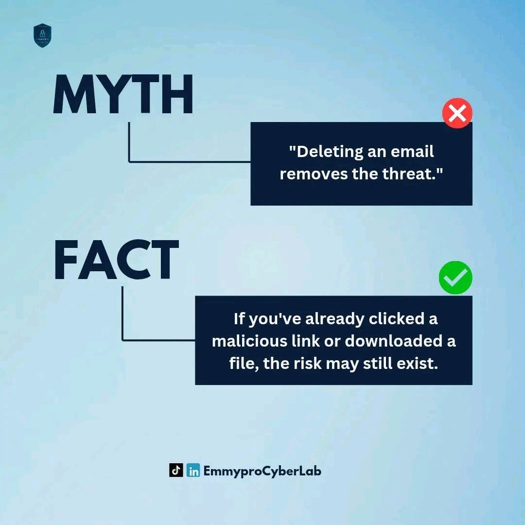 BasilPhilz's tweet photo. You might be believing one of these myths.

Cybercriminals don't rely on sophisticated tools alone, they rely on common misconceptions.

The more you know, the harder you are to trick.

Which of these myths have you heard? Tell us in the comments.
@Cyberhijabitech @smart_rogo https://t.co/yaaRcjc0fA