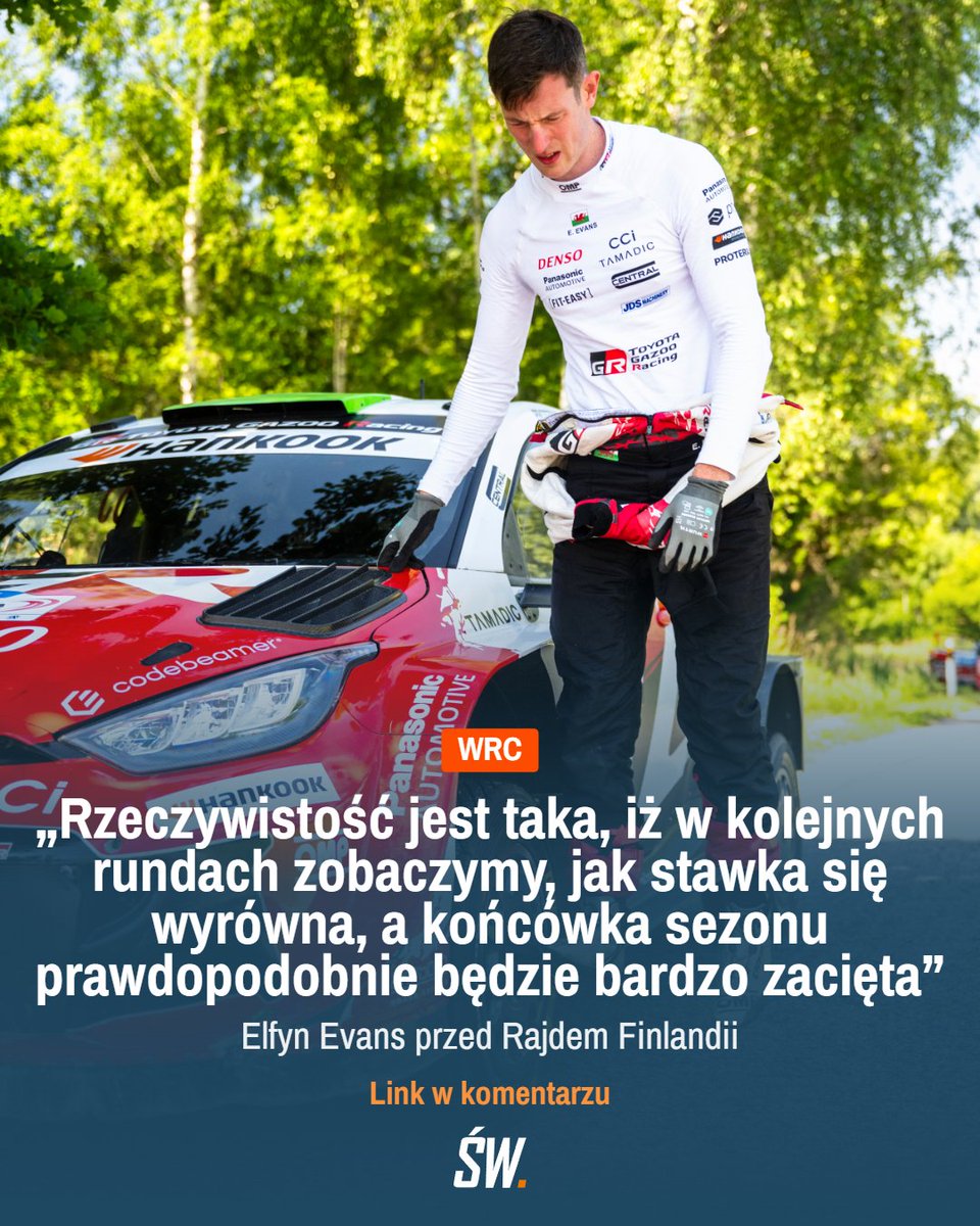 swiatwyscigow's tweet photo. Czy Elfyn Evans w końcu zostanie mistrzem świata?
#RallyFinland #WRC #WRCPL https://t.co/2oAnJcvGbl