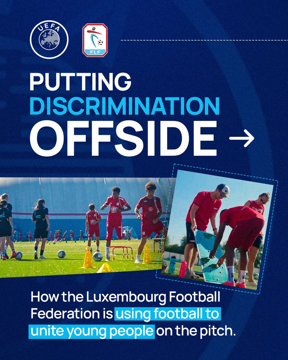 UEFA's tweet photo. 🇱🇺 Different cultures. One football community.

By mixing football training with educational workshops, the @flf_lu is encouraging conversations among young players about discrimination, respect and belonging.