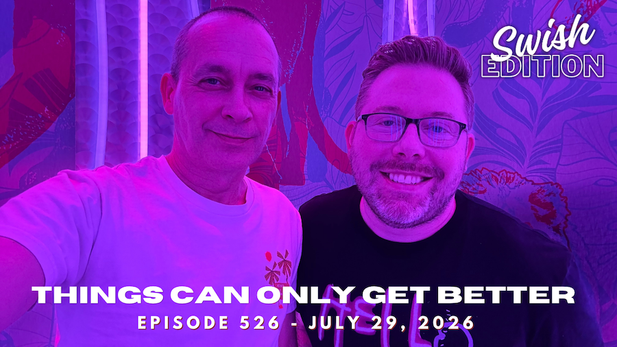 swishedition's tweet photo. Things can only get batter when Robbie is LIVE in Las Vegas in the flesh with Scott! This is our very special July 29th episode in a nifty new studio.

Together, your co-hosts are talking about the retro 1980’s concert they went to with Howard Jones, Modern English, The English Beat, and Wang Chung at Resorts World…Washington, DC’s new Resale Act that goes after ticket resellers…this Fall’s “The Rocky Horror Picture Show” tour…and then a discussion about television shows that were either cancelled too soon (think “My So Called Life”) or stayed on the air way past their expiration dates (we’re looking at you, “The X-Files”). After all of that, the boys started a new podcast segment where they pull random questions from Scott’s “Six Million Dollar Man” lunchbox to take the conversation in unexpected directions.

Stream, download, and/or subscribe to the audio version of the show on most popular podcast apps and sites, such as Spotify, iHeart, Apple Podcasts, and Amazon. Alternatively, every audio episode produced since 2018, is available at https://t.co/jGGBUsph1M.

#swishedition #comedypodcast #podcast #popculture #comedy #lasvegas #rockyhorrorpictureshow #howardjones #modernenglish #wangchung #theenglishbeat #nickcarter #backstreetboys #themorningshow #mysocalledlife #thexfiles #80smusic #concerttickets #resortsworld #sphere