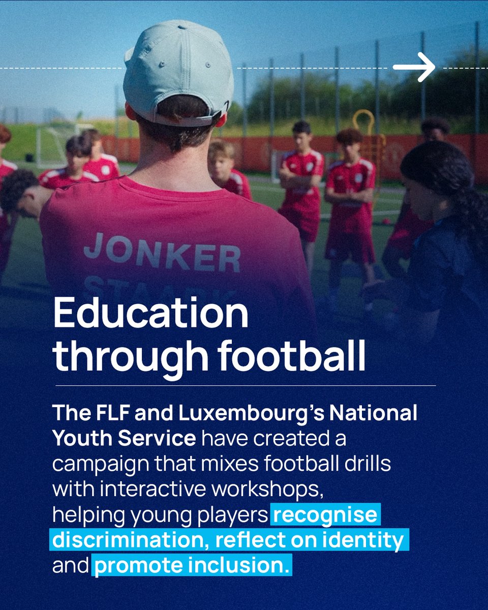 UEFA's tweet photo. 🇱🇺 Different cultures. One football community.

By mixing football training with educational workshops, the @flf_lu is encouraging conversations among young players about discrimination, respect and belonging.
