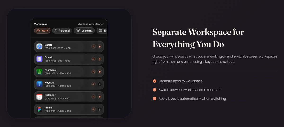 Matt1Corey's tweet photo. 🎉 Indie App Sales is sponsored by ScreenPlace! 🎉

The Mac app that remembers exactly where every window should be and automatically puts it back in place. Never rearrange or resize a window manually again.

https://t.co/mSwkcxcmwb

🎉 Thanks to ScreenPlace!🙏

#IndieAppSales https://t.co/sxD5FFCfHl