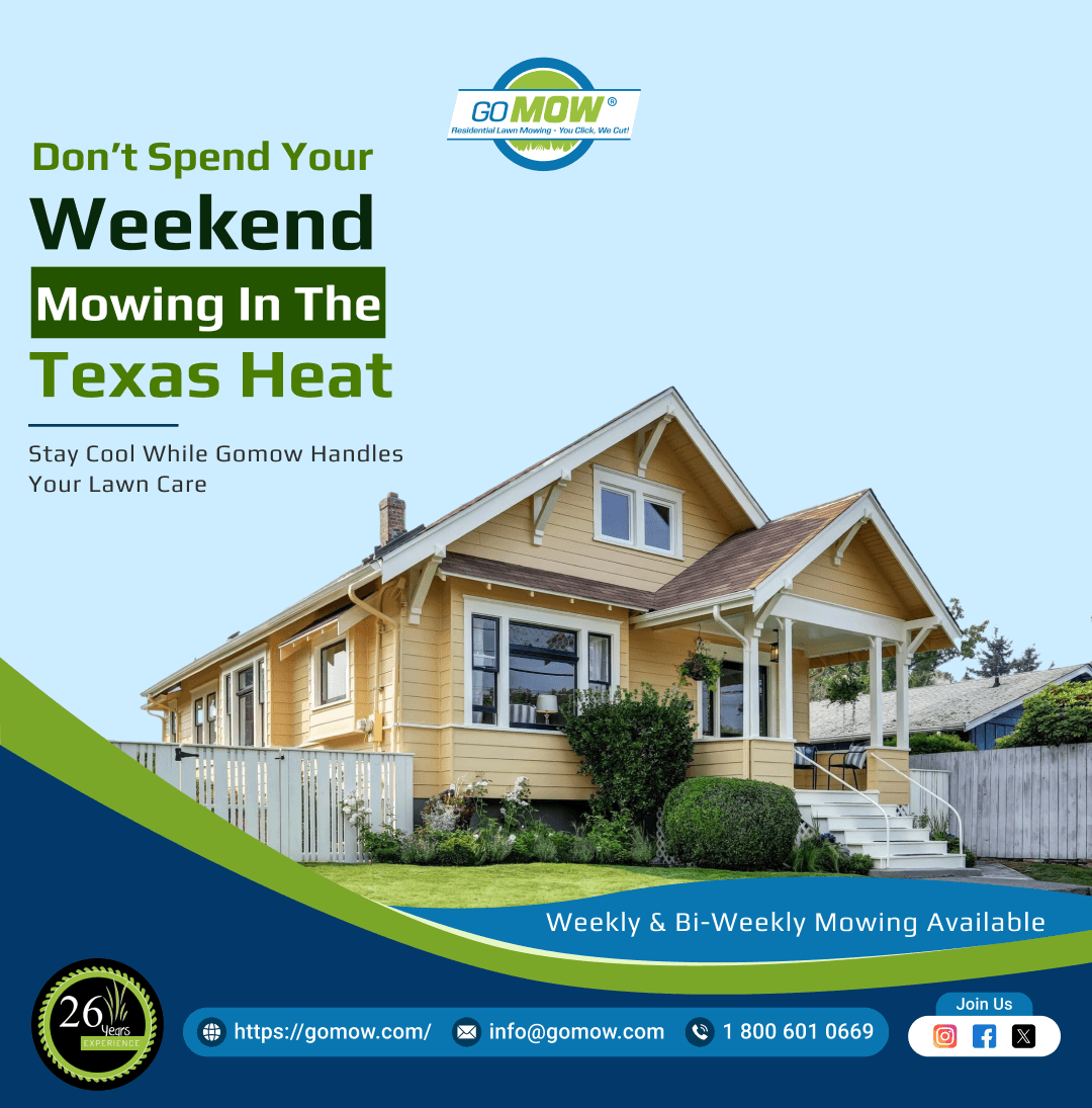 GoMowOfficial's tweet photo. Don’t Spend Your Weekend Mowing in the Texas Heat
Texas summers are made for relaxing - not pushing a mower under the hot sun.
Let GoMow handle the lawn mowing, edging, weed eating, and blowing while you enjoy a clean yard and more free time.
https://t.co/zg5Z3aVbYJ
#TexasSummer https://t.co/CKHPXuG7Op
