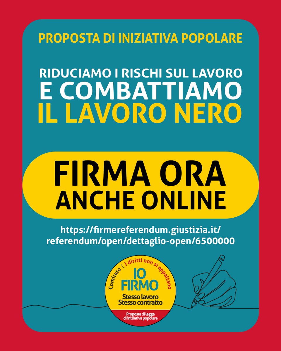 cgilnazionale's tweet photo. FIRMA QUI LA PROPOSTA DI LEGGE
👉
https://t.co/D3gu074VU2

I diritti non si appaltano. Firma online o nei banchetti in piazza la proposta di legge di iniziativa popolare.
Un lavoratore in appalto o subappalto impiegato in attività o servizi tipici del ciclo produttivo del committente deve avere le stesse tutele economiche e normative, e lo stesso inquadramento, di un dipendente del committente.

Approfondisci i contenuti su 👉 https://t.co/4oMpvvinRC